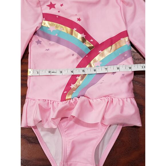 Cat & Jack Pink Rainbow Zip Back Long Sleeved Ballerina Tutu Onesie - Size 2T - Picture 7 of 7